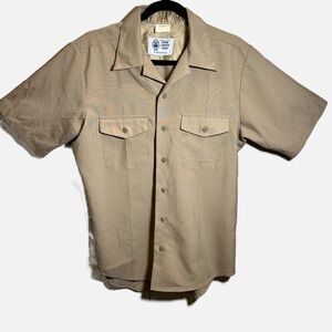 Men’s Button Up Short Sleeve shirt Military Issue medium